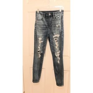 American Eagle Next Level Stretch Curvy Hi-Rise Distressed Jegging Size 6